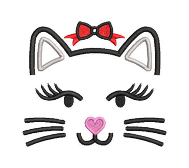 Animated Cat Face Embroidery Designs
