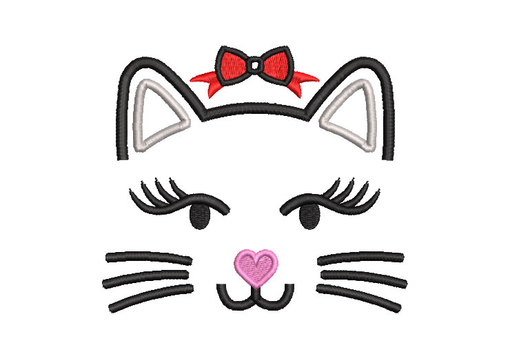 Animated Cat Face Embroidery Designs