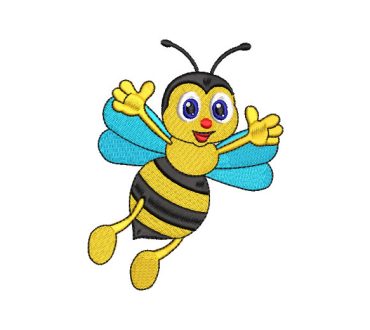 Animated Yellow Bee Waving Hands Embroidery Designs