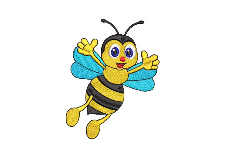 Animated Yellow Bee Waving Hands Embroidery Designs
