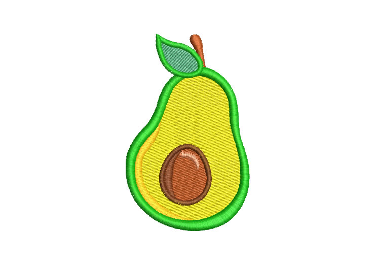 Avocado with Leaves Embroidery Designs