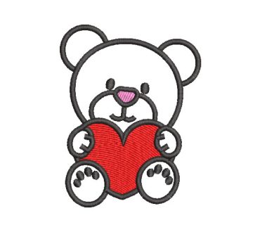 Baby Bear with Heart Embroidery Designs