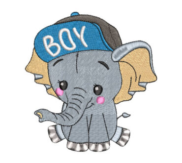 Baby Elephant with Cap Embroidery Designs
