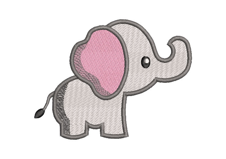 Baby Elephant with Decoration Embroidery Designs