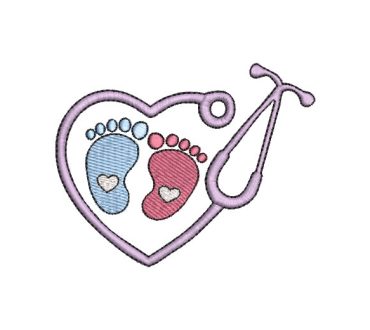 Baby Feet and Heart Embroidery Designs