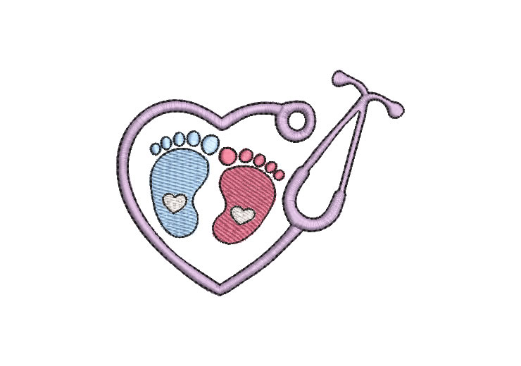 Baby Feet and Heart Embroidery Designs