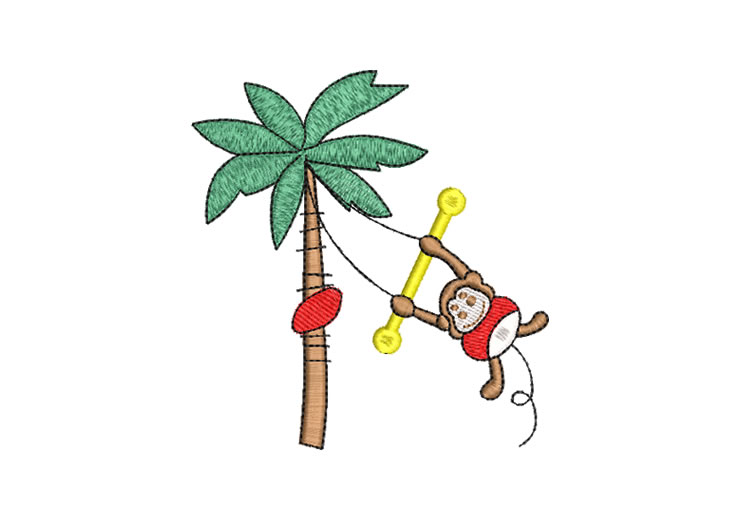 Baby Monkey Playing Embroidery Designs