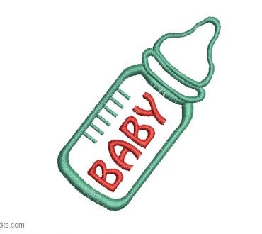 Baby bottle embroidery design for embroidery