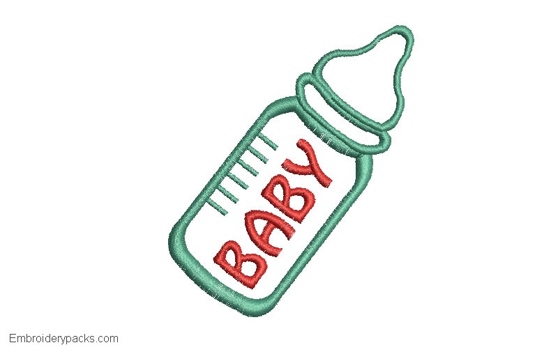 Baby bottle embroidery design for embroidery