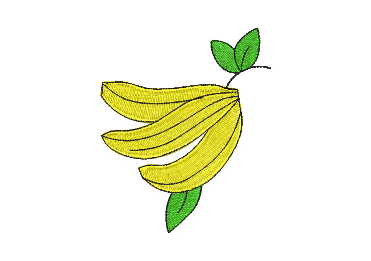 Banana Fruits with Leaves Embroidery Designs