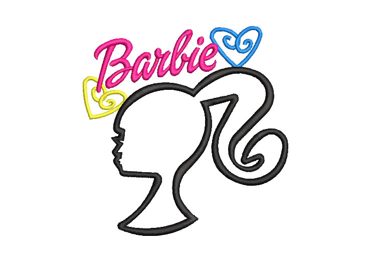 Barbie Figure with Letter Embroidery Designs