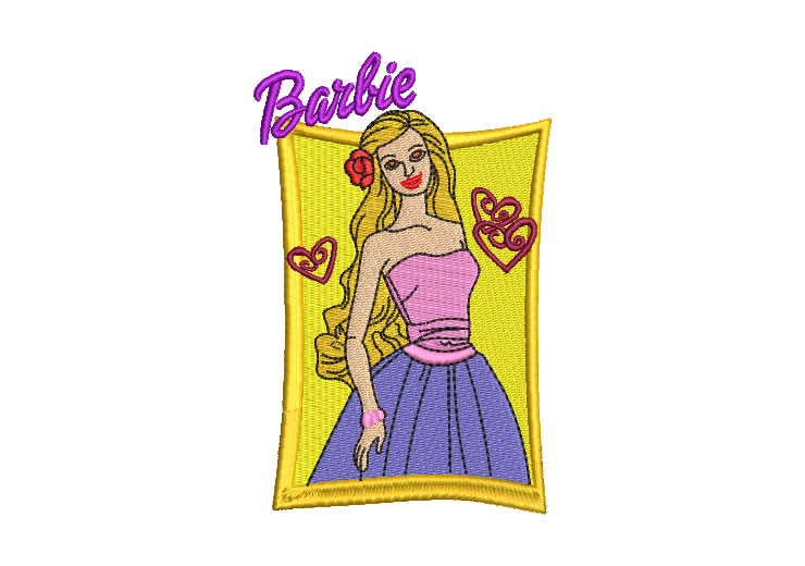 Barbie with Mirror and Letter Embroidery Designs