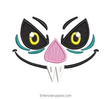 Bat face embroidered design