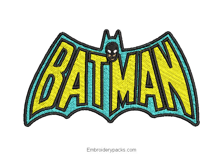 Batman letter embroidery design
