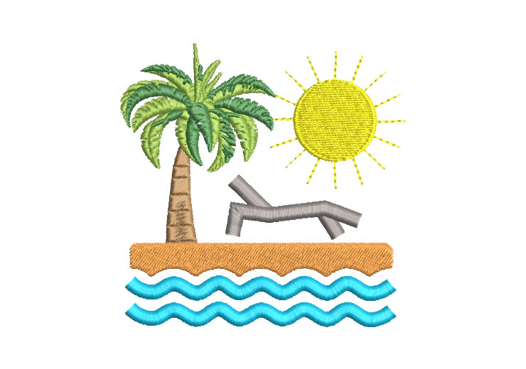 Beach Landscape Embroidery Designs