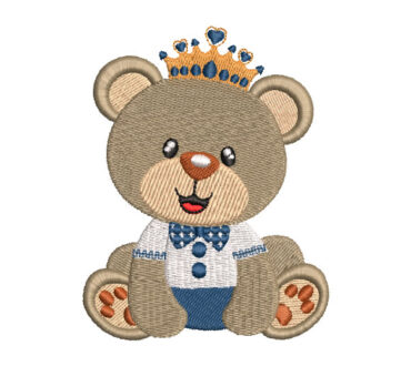 Bear Queen with Crown Embroidery Designs