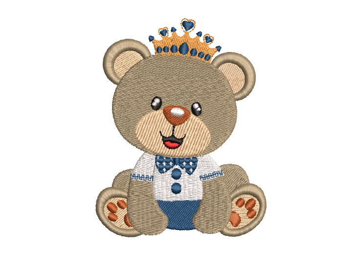 Bear Queen with Crown Embroidery Designs