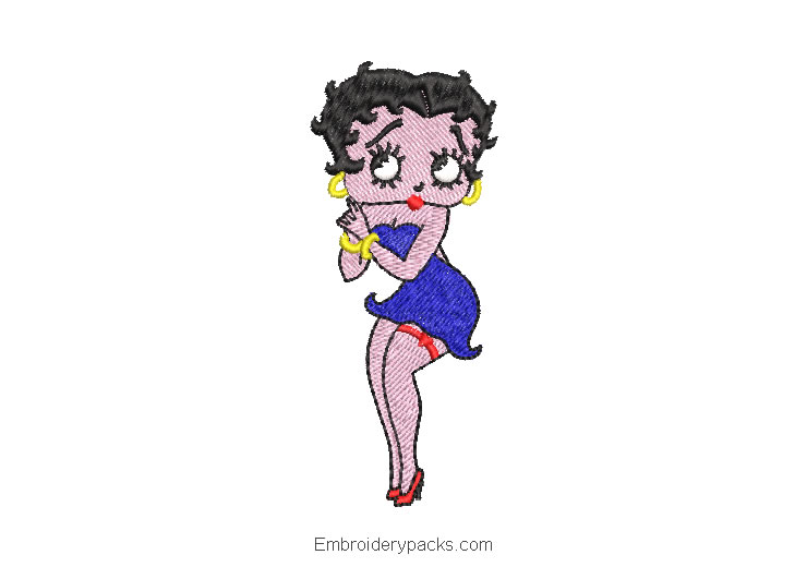 Betty Boop embroidery with Blue dress