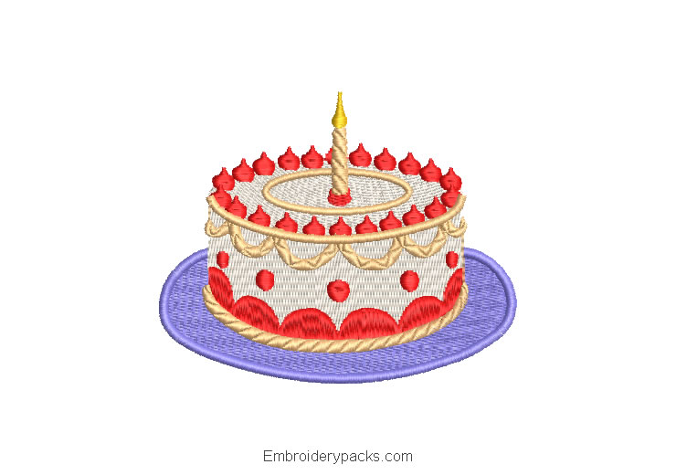 Birthday Cake Embroidery Design