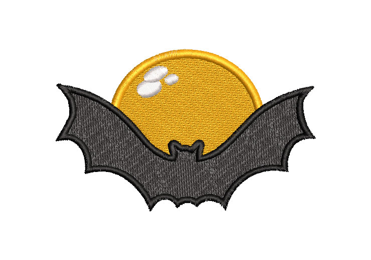 Black Bat Silhouette Embroidery Designs
