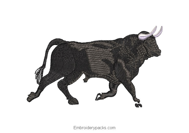 Black Bull Machine Embroidered Design