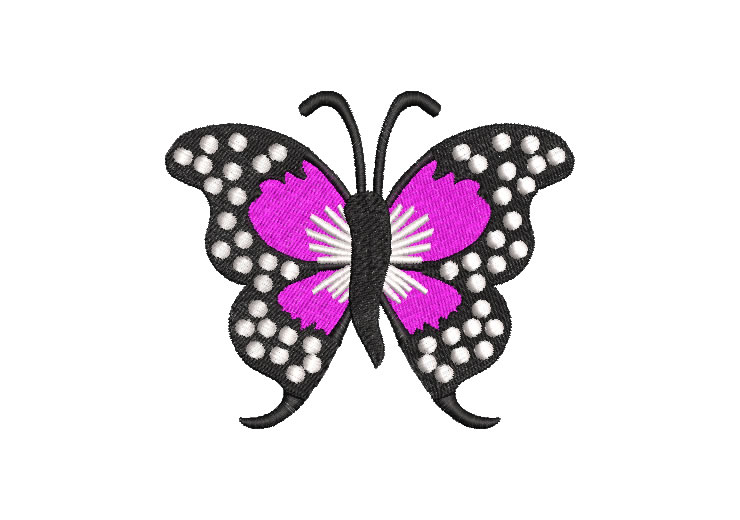 Black Butterfly with Purple Embroidery Designs
