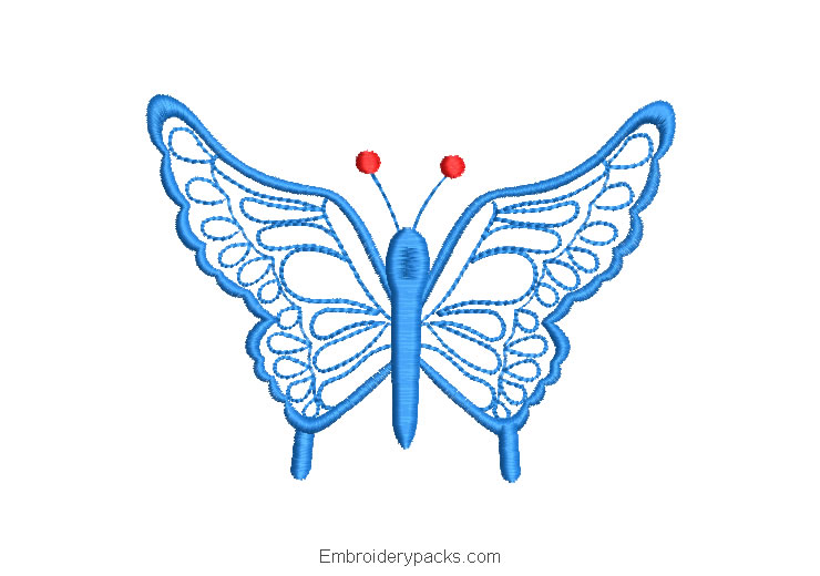 Blue Butterfly Embroidered Design
