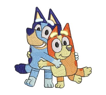 Bluey and Bingo Hugging Embroidery Designs