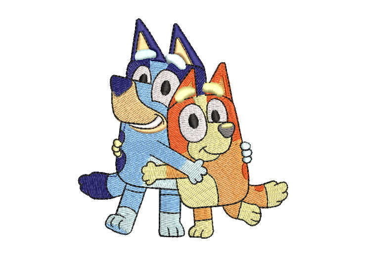 Bluey and Bingo Hugging Embroidery Designs