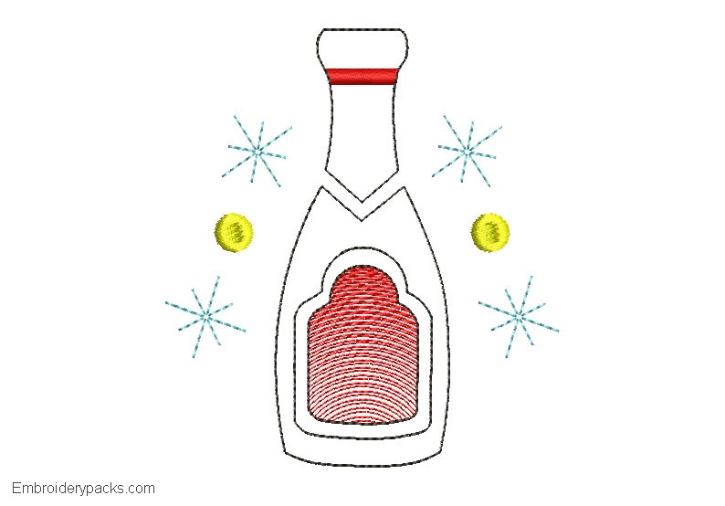 Bottle embroidery design for new year