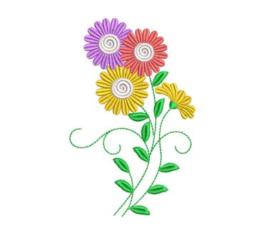 Bouquet of Colorful Flowers Embroidery Designs