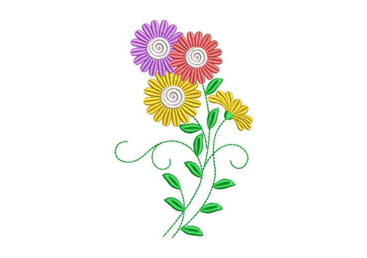 Bouquet of Colorful Flowers Embroidery Designs