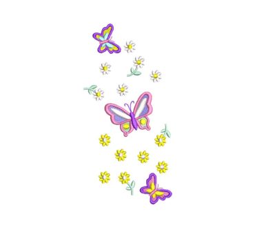 Butterfly with Beautiful Flowers Embroidery Designs
