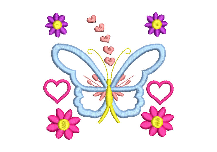 Butterfly with Heart Embroidery Designs