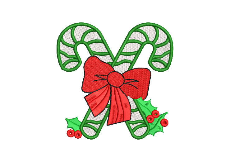 Candy Cane for Christmas Embroidery Designs