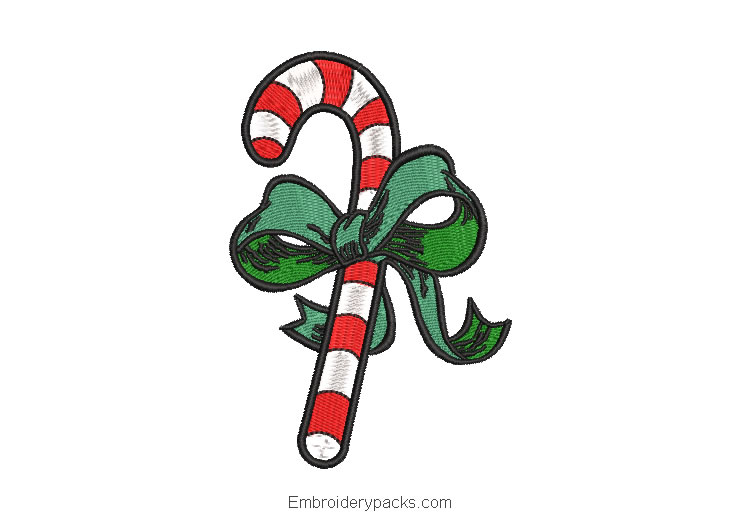 Candy cane with bow for Christmas