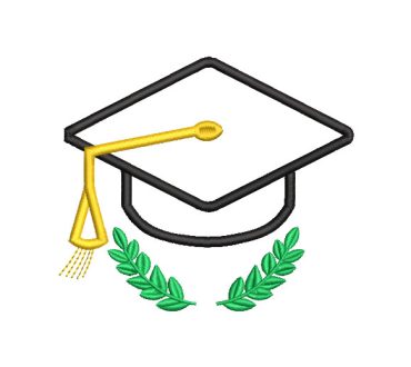 Cap Graduation Cap with Branches Embroidery Designs