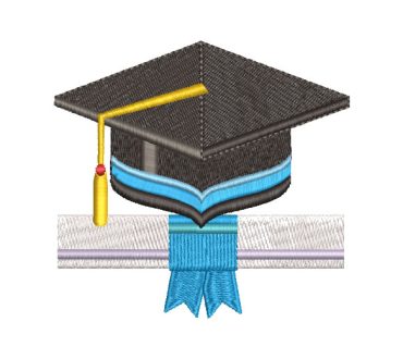 Cap Graduation Cap with Diploma Embroidery Designs