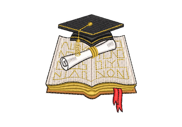 Caps Graduation Cap and Diploma with Book Embroidery Designs