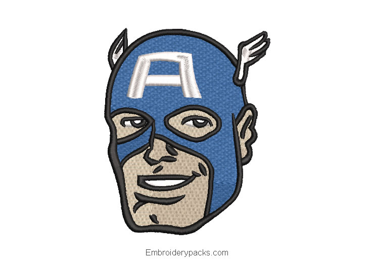 Captain America face embroidery design