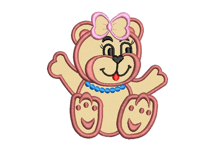 Caring Bear with Applique Embroidery Designs