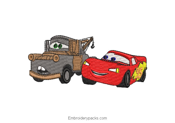 Cars McQueen and Mater Embroidered Designs