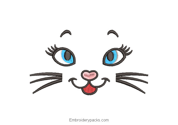 Cat face design for machine embroidery