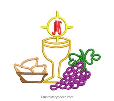 Chalice Cup with Grapes Embroidered Design