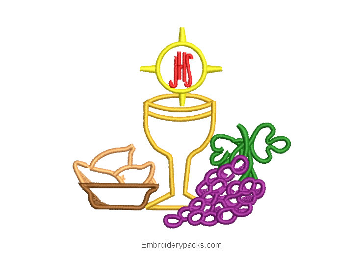 Chalice Cup with Grapes Embroidered Design