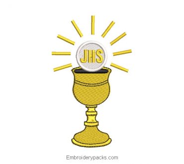 Chalice cup embroidered design for christening