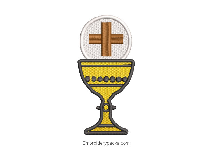 Chalice cup embroidered design with cross