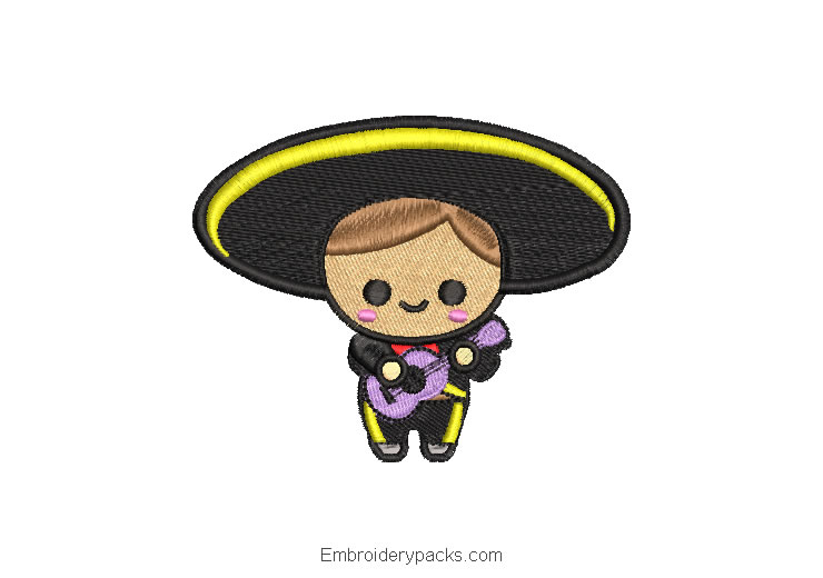 Charrito Mexican doll embroidery design
