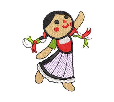 Child Doll with Embroidery Designs Dress