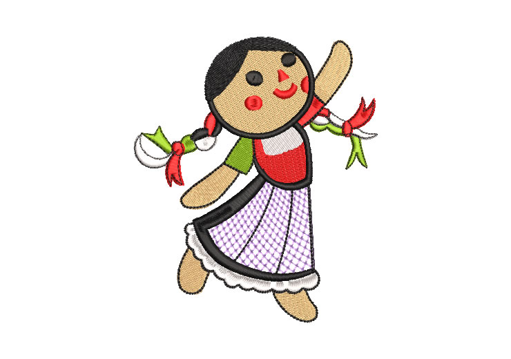 Child Doll with Embroidery Designs Dress